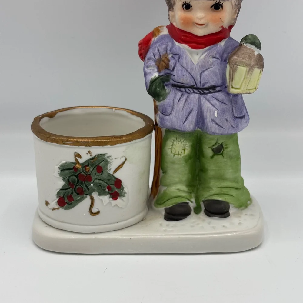 Vintage Jasco Luvkins 1978 Christmas Hobo Boy Candle Holder Toothpick Figurine